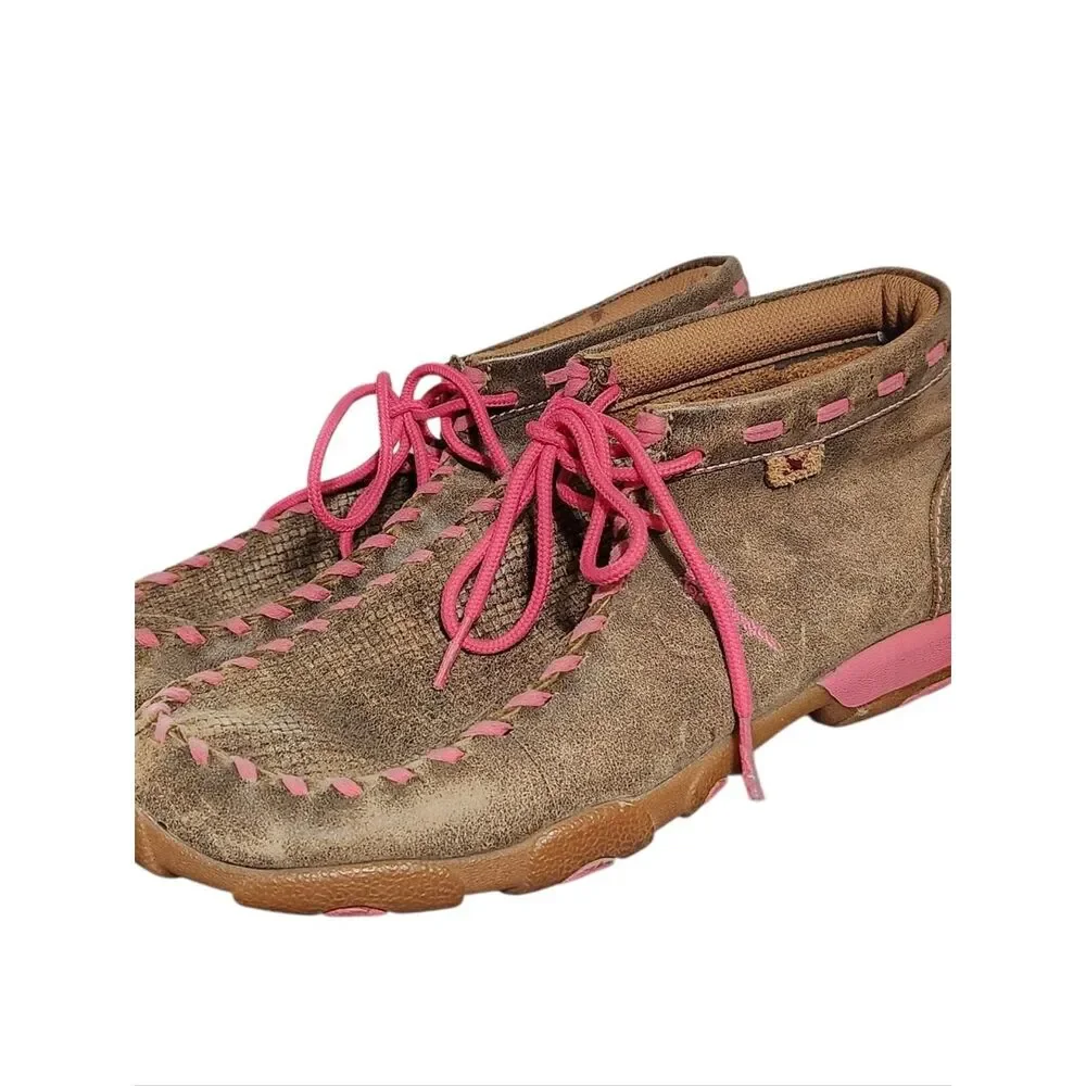 Twisted X Youth Girls' Brown Breast Cancer Moccasin Boots - Moc Toe Size 5.5 M